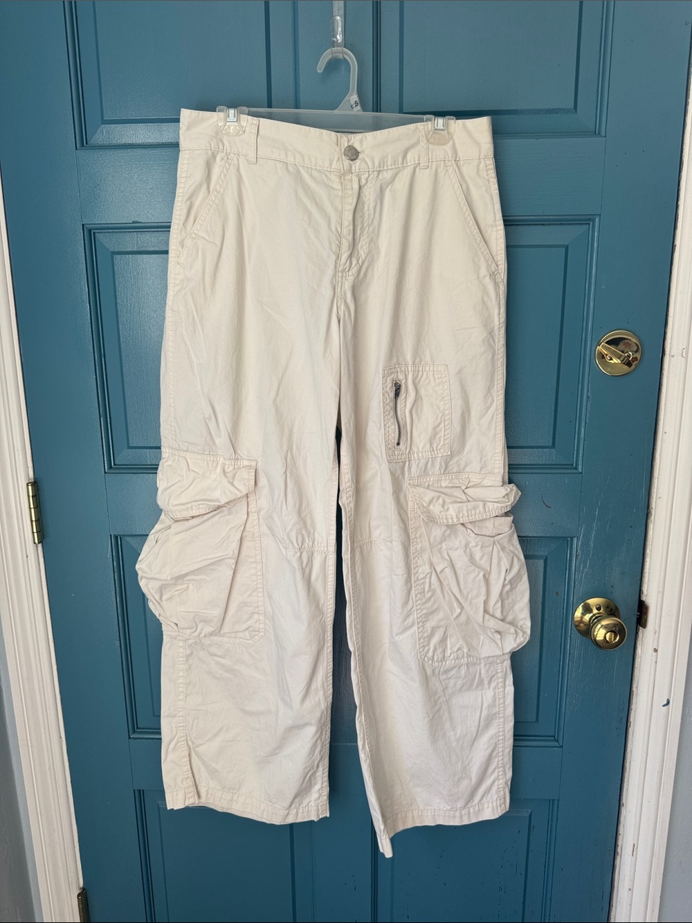 BDG Cream Utility Cargo Pants with Flap Pockets